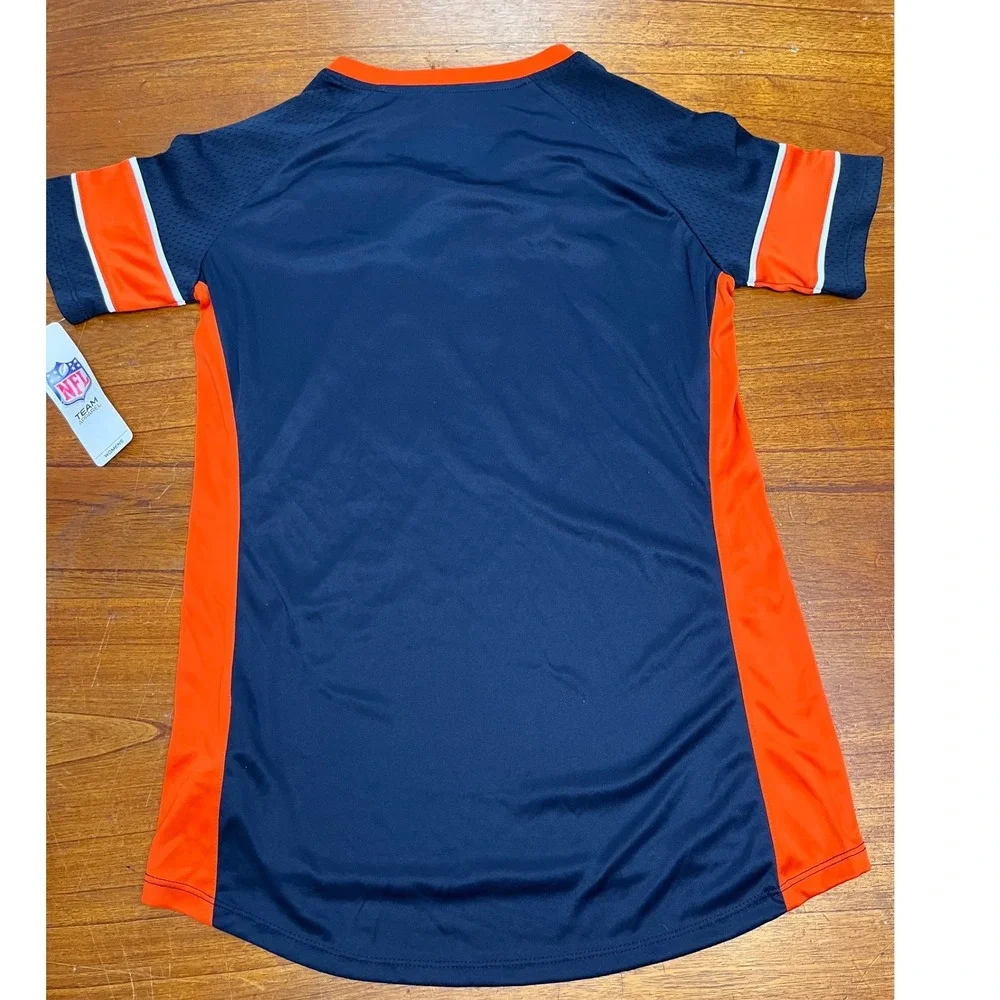 NFL Team Apparel Chicago Bears Women Lace Up Jersey Top Navy Orange Small NWT